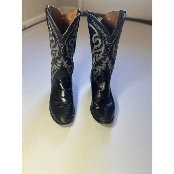 Dan Post Black Leather Western Cowboy Boots- 9 EW Made in Mexico - Picture 2 of 16